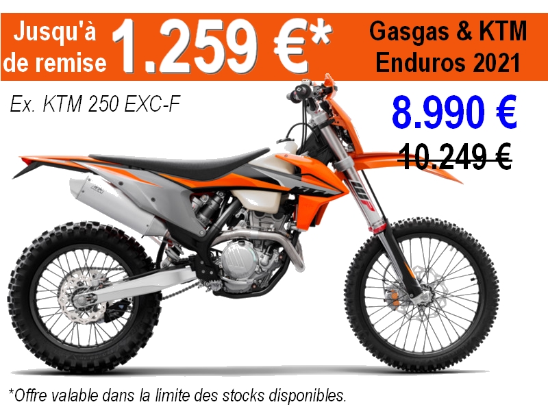 Promo enduro KTM 2021 et Gasgas jusqu'à -1259€